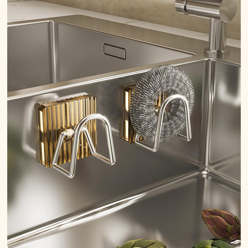 Küchenorganisator aus Edelstahl, multifunktionaler Haken, Waschbecken, Wandablaufregal