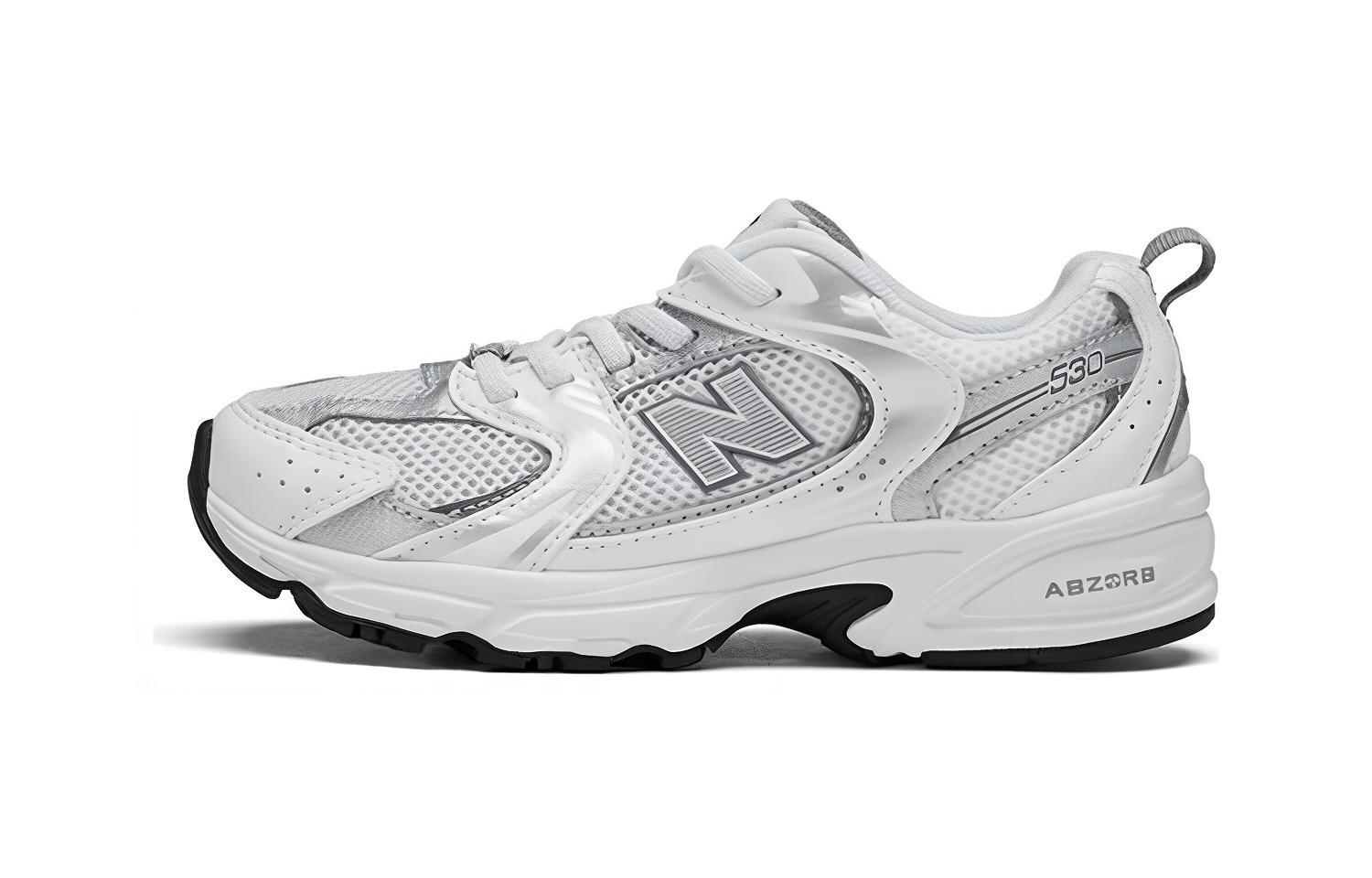 New Balance 530 Little Kid Wide White Silver 35