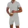 Summer Men's Polo Zipper Collar Versatile Casual Loose Texture Short Sleeve Shorts Sport Set