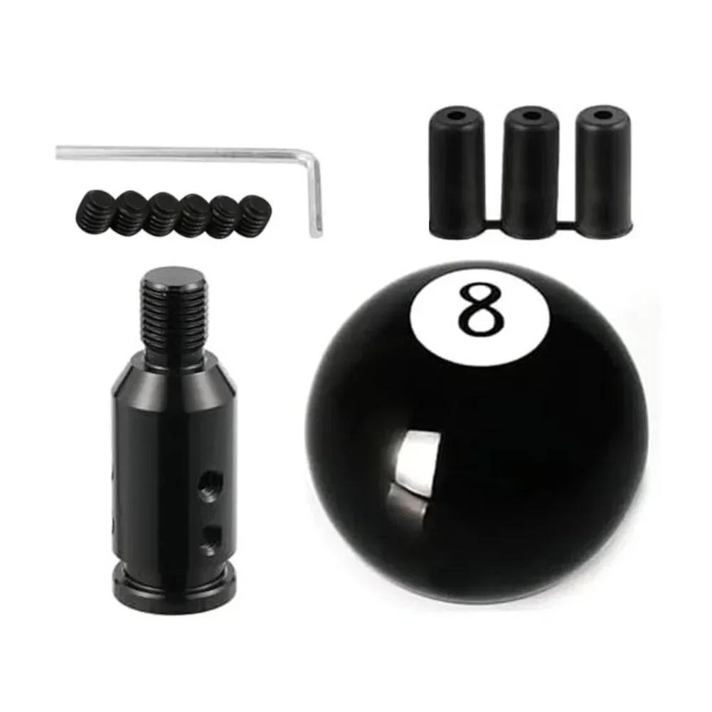 UniversalRound Shifter Knob Head Black 8 Ball Racing Acrylic Gear Shift Knob Eight Pool Billiard Ball Custom Gear Shifter Shift