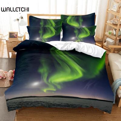 Aurora And Stars Bedding Set, 3Pcs Duvet Cover Set, Soft Comfortable Breathable Duvet Cover, For Bedroom Guest Room Decor