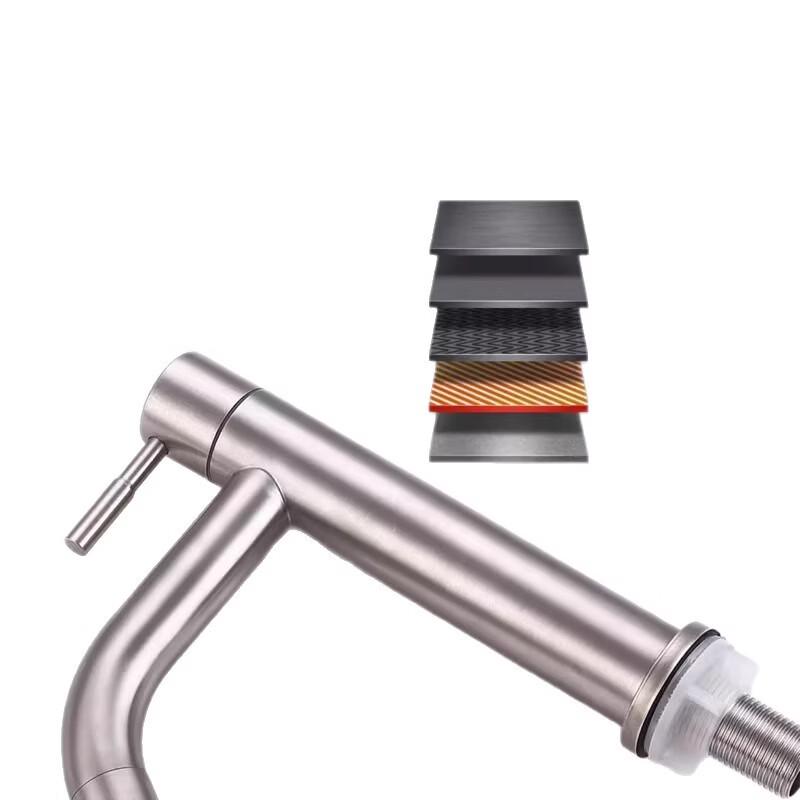 Miling Brushed Stainless Steel Tall Basin Mixer Faucet