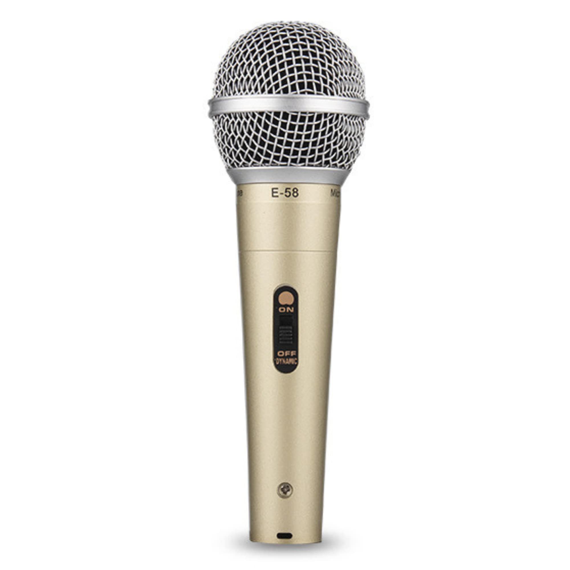 

Fujirec Dynamic Microphone with XLR Phone Cable, Wired Handheld Microphone for Vocals, Narration, Karaoke, and DTM, with Switch, Unidirectional (Gold)
