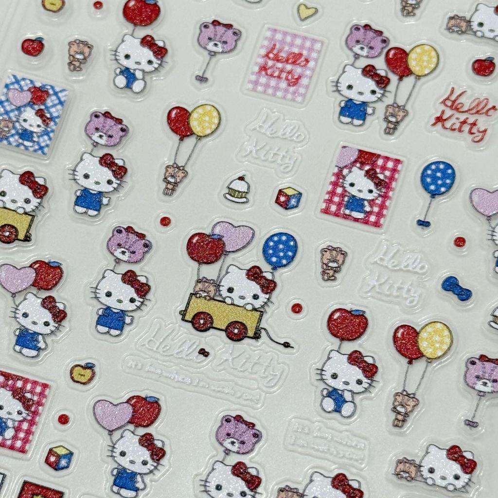 Hello Kitty Embossed Nail Art Stickers: Cute Cartoon Adhesive for DIY Nails, Cameras, and Water Cups