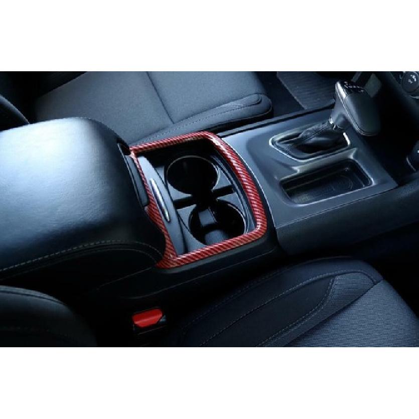 For Dodge Charger 2011- Red Carbon Fiber Cup Holder Cover Frame Accessories
