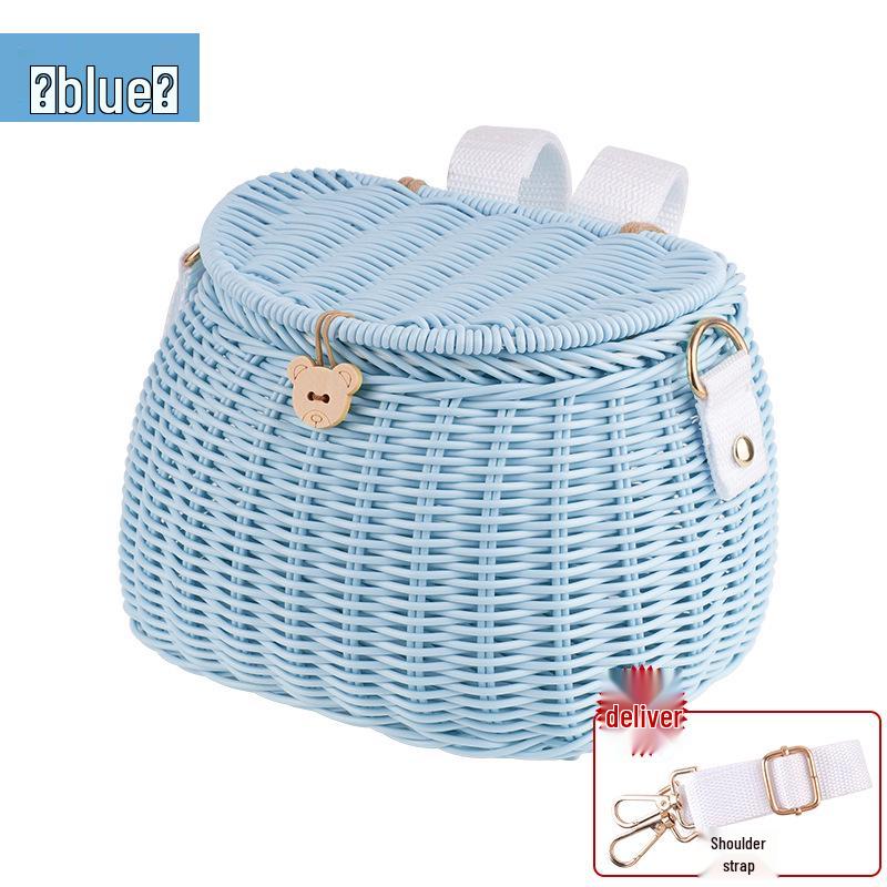 

Children s Handmade Woven Bicycle Basket with Lid for Balance Bike or Scooter