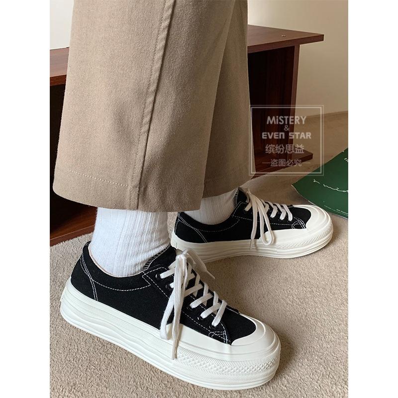 Platform Canvas Shoes Women's Height Increase Hanhan Big Head Shoes Tide Student Board Shoes 615
