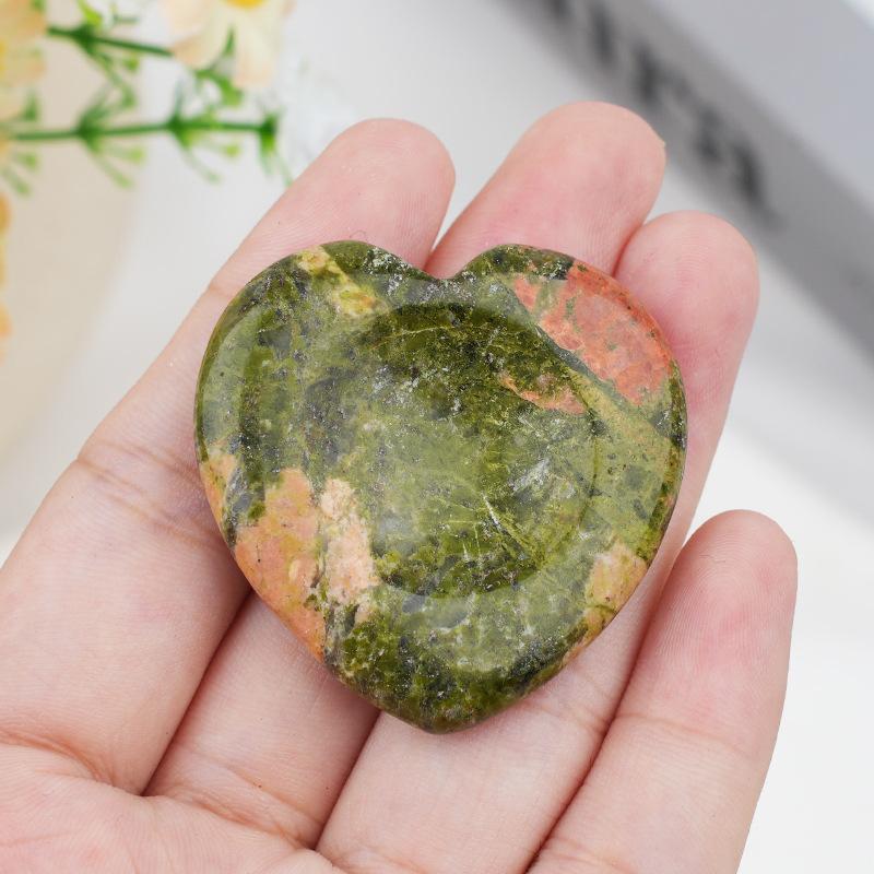 1pc Worry Stone Amethyst Tiger Eye Thumbstone Love Shape Natural Stone Meditation Jewelry Gifts