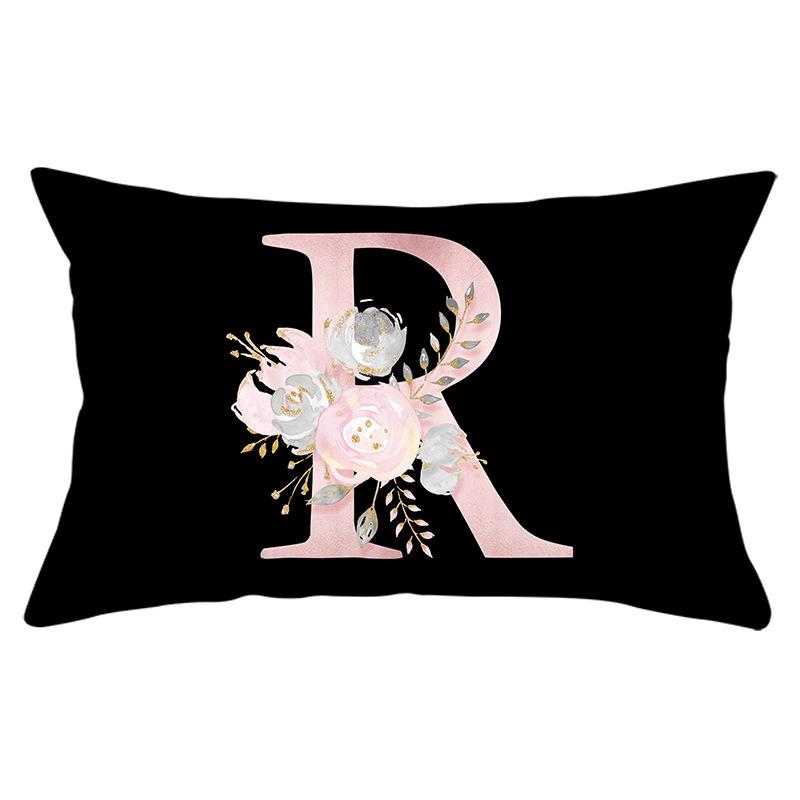 New Black Crown Letter Waist Pillow Cover for Home Peach Skin Sofa Waist Cushion Cover Car Cushion Cover