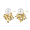 Simple Zircon Pearl Stud Earrings, Personalized Fringed High-end Earrings Design Earrings