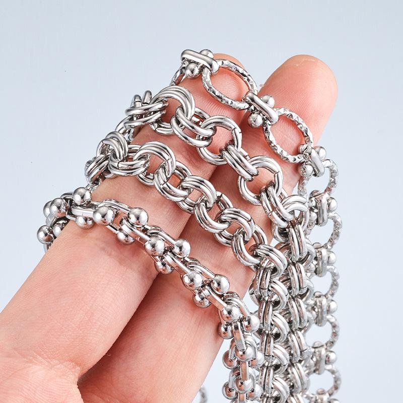 Mehrstilige Hufeisen- und Doppelschleifen-Kette aus Edelstahl für DIY-Halsketten und Armbänder