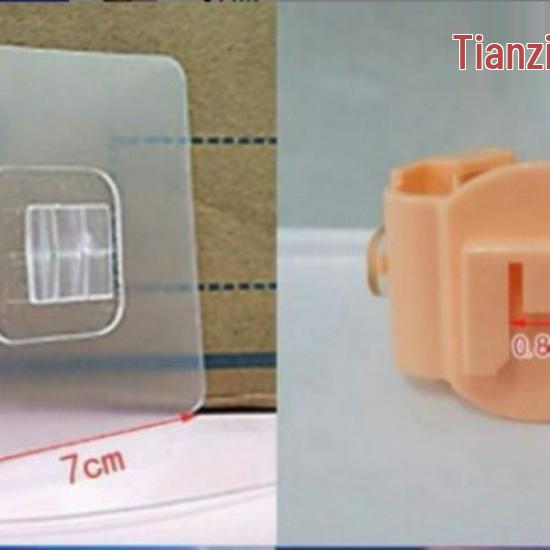 Multi-layer Adhesive Wall-Mount Storage Rack with Transparent Hooks for Bathroom