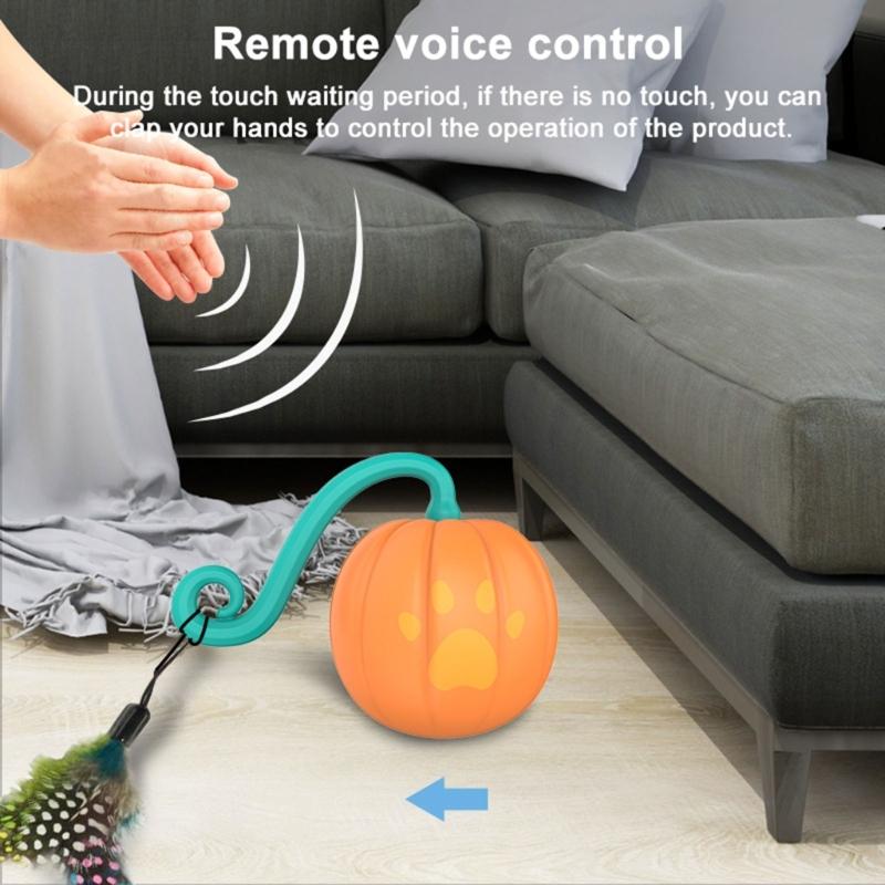 Interactive Cat Ball Toy With Sound Automatic Moving Ball Cat Toy Robotic Kitten Toy Cat Moving Toy Cat Scratcher Toy