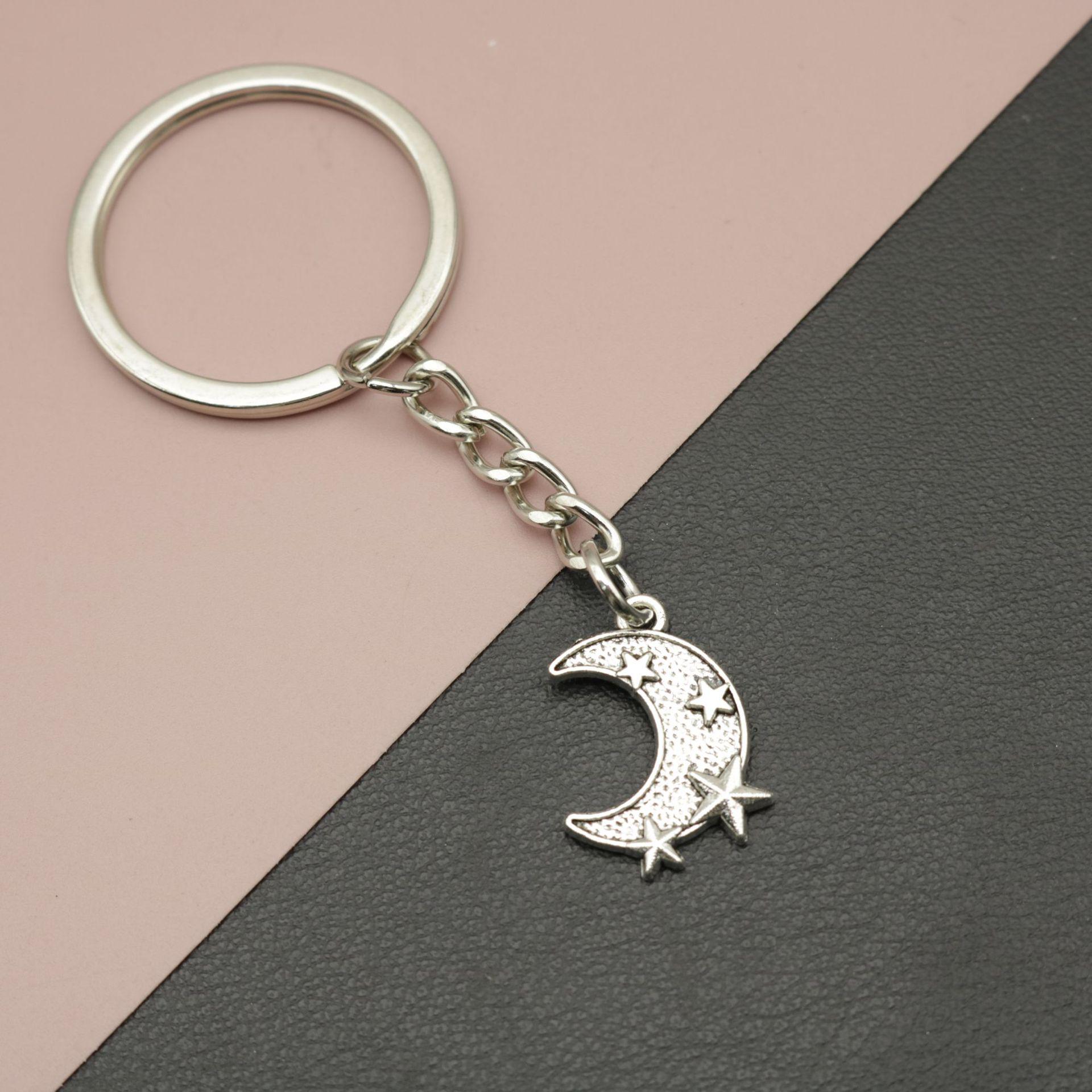 Star Moon Keychain Pendant серебряный