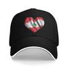 Lebanon Flag Heart Cap For Men Women Stylish Baseball Cap Dad Hat Daily Headewear Adjustable Fit