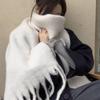 White mohair solid color scarf girls Korean autumn and winter new soft waxy warm extended scarf shawl