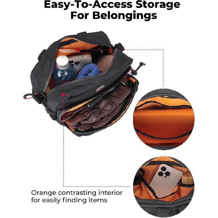 

KEMIMOTO Motorcycle Handlebar Bag,Universal Tool & Crossbody Bag Dirtbike Storage Pouch for Front Fork Sissy Bar Compatible with Cruiser Softail Dyna