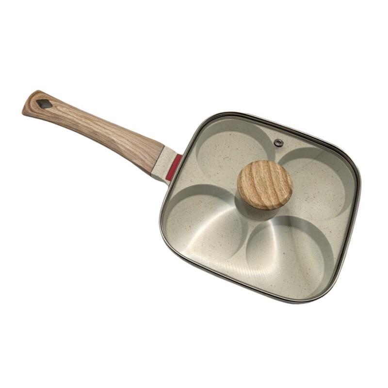 

4-Hole Non-Stick Frying Pan with Glass Lid