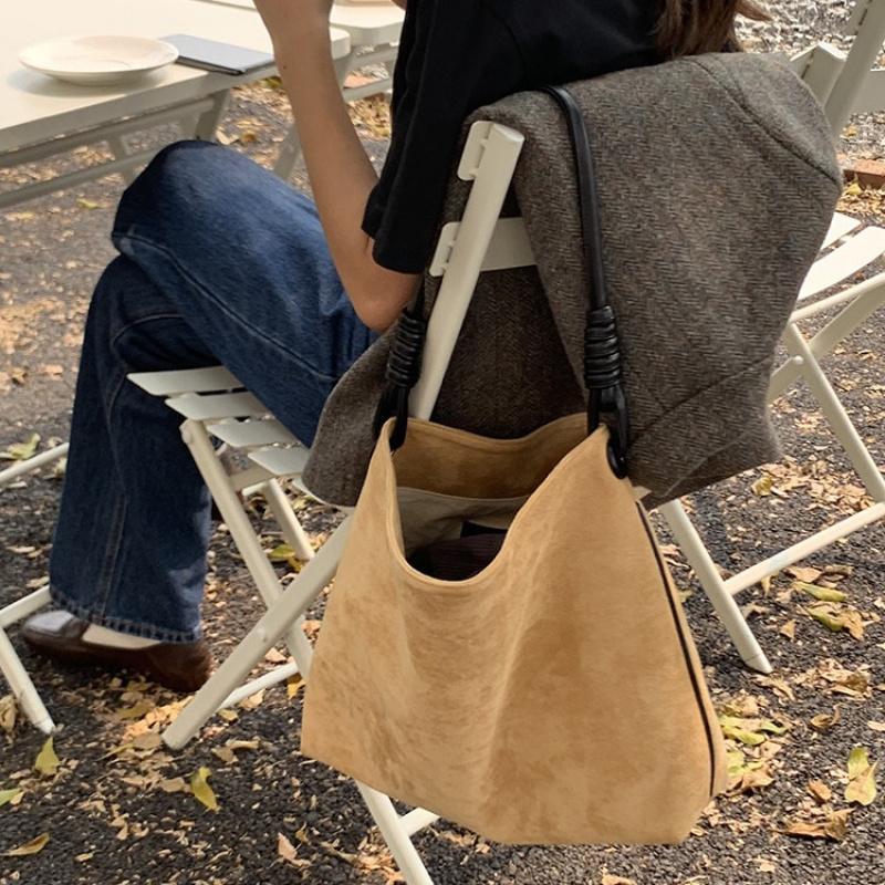 Retro Suede Women'S Bag, Large Capacity Commuting Tote Bag, Single Shoulder Bag For Women