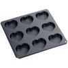 Tiger Crown Black Cake Pan, 9-Piece Set, Heart Shape, 252 X 246 X 13mm, Steel with Silicone Coating, Heat Resistant Up To 250C, 5044
