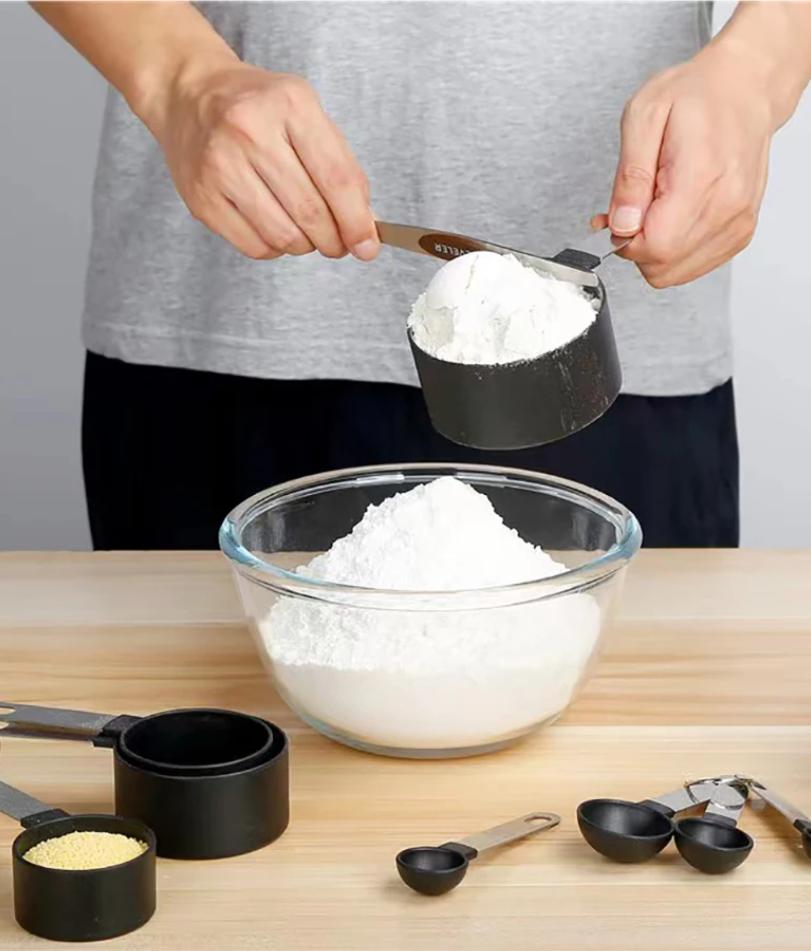 8PCS plastic measuring cup Spoon Set Stainless Steel handle Kitchen Baking Tools Accessories Weighing gadgets
