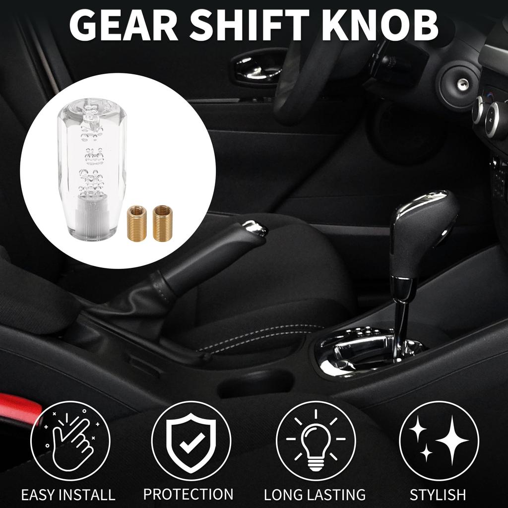 TUCKBOLD 10cm Ośmiokątny Kryształowy Gałka Zmiany Biegów Samochodowych | Uniwersalny Przód do Automatycznej i Manualnej