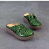Summer Hollow Retro Soft Leather Half Slippers Women's 2025 Summer New Thick-soled Flower Outer Wear Bag Head Hole Slippers