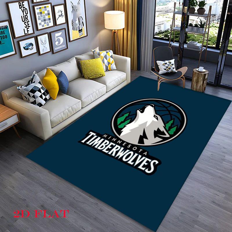 Χαλί με Εκτύπωση Λογότυπου Minnesota Timberwolves Πατάκια Δαπέδου Εκτύπωση Διακόσμηση Φοιτητικής Εστίας Τέχνη Δωματίου