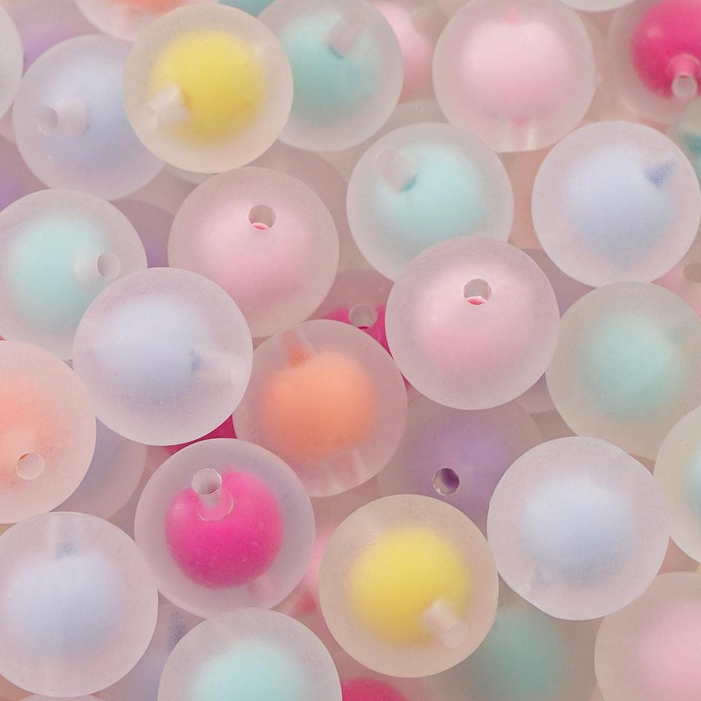 50 stk Akrylperler Belagt Fargede Løse Runde Perler For Smykkefremstilling DIY Halskjettingtilbehør