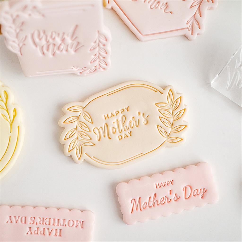 Mother's Day Cookie Stamp Molds Heartfelt Mother's Day Cookies Fondant Cutter Functional Biscuits Baking Stamp