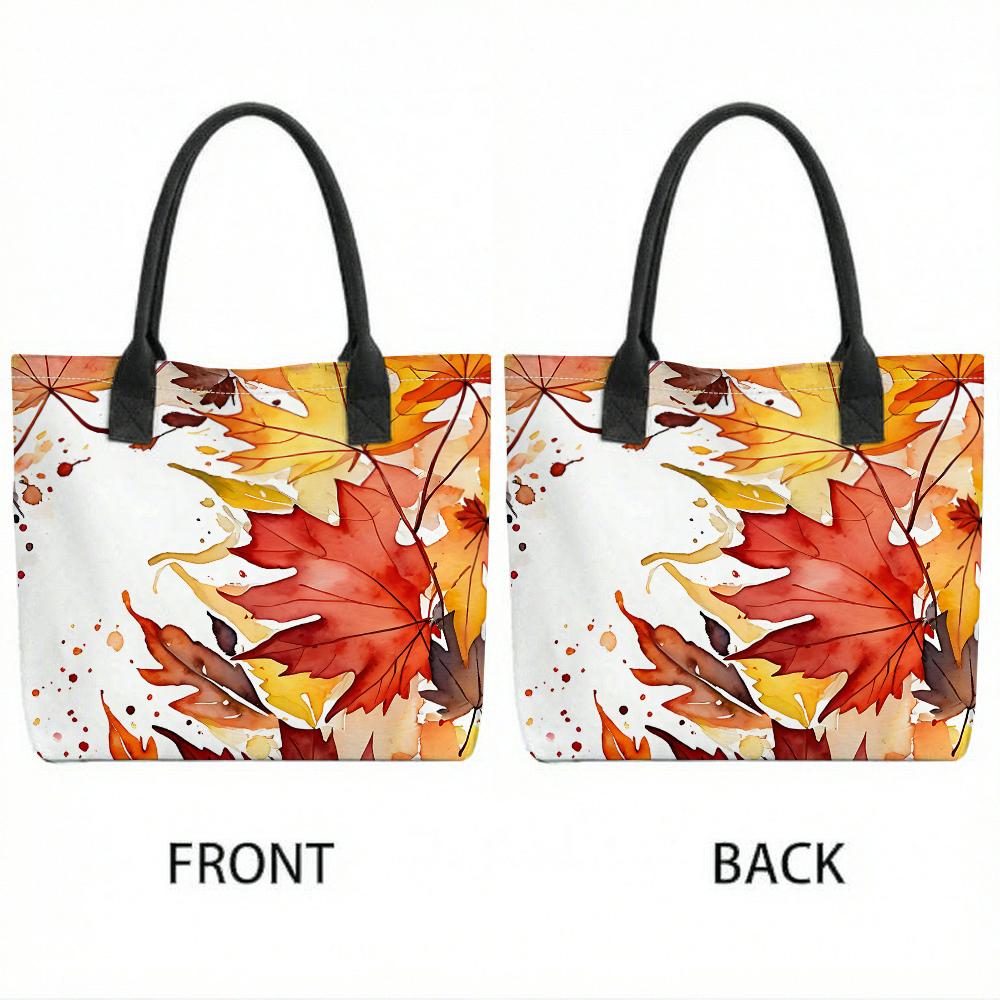 Fall Maple Leaf Print Tote Bag Casual Large Capacity Daily Shoulder Handbag