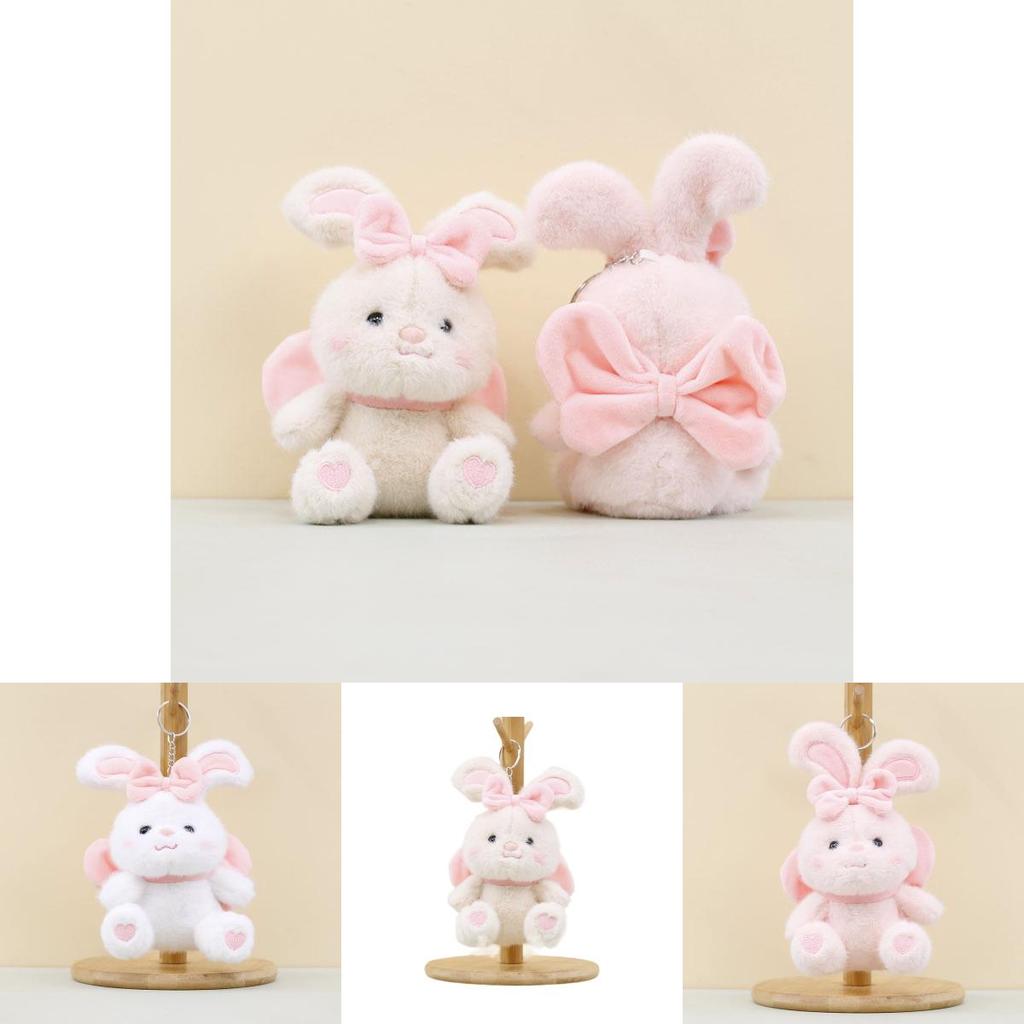 Adorable Plush Bunny Keychain With Bow Cute Rabbit Doll Bag Charm Soft Toy 17cm