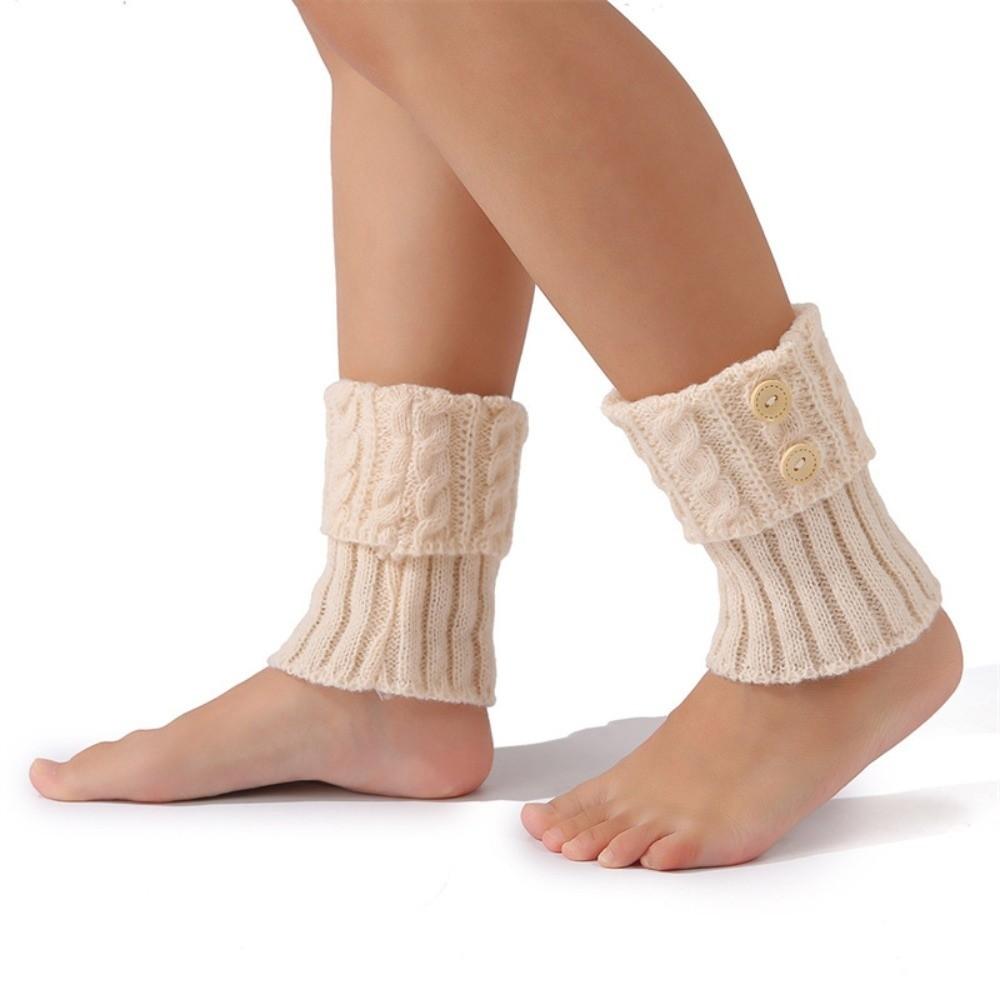 Foot Cover Leg Warmers Crochet Knitted Turned-up Button Socks Fashion Boot Sock Sleeves  Women