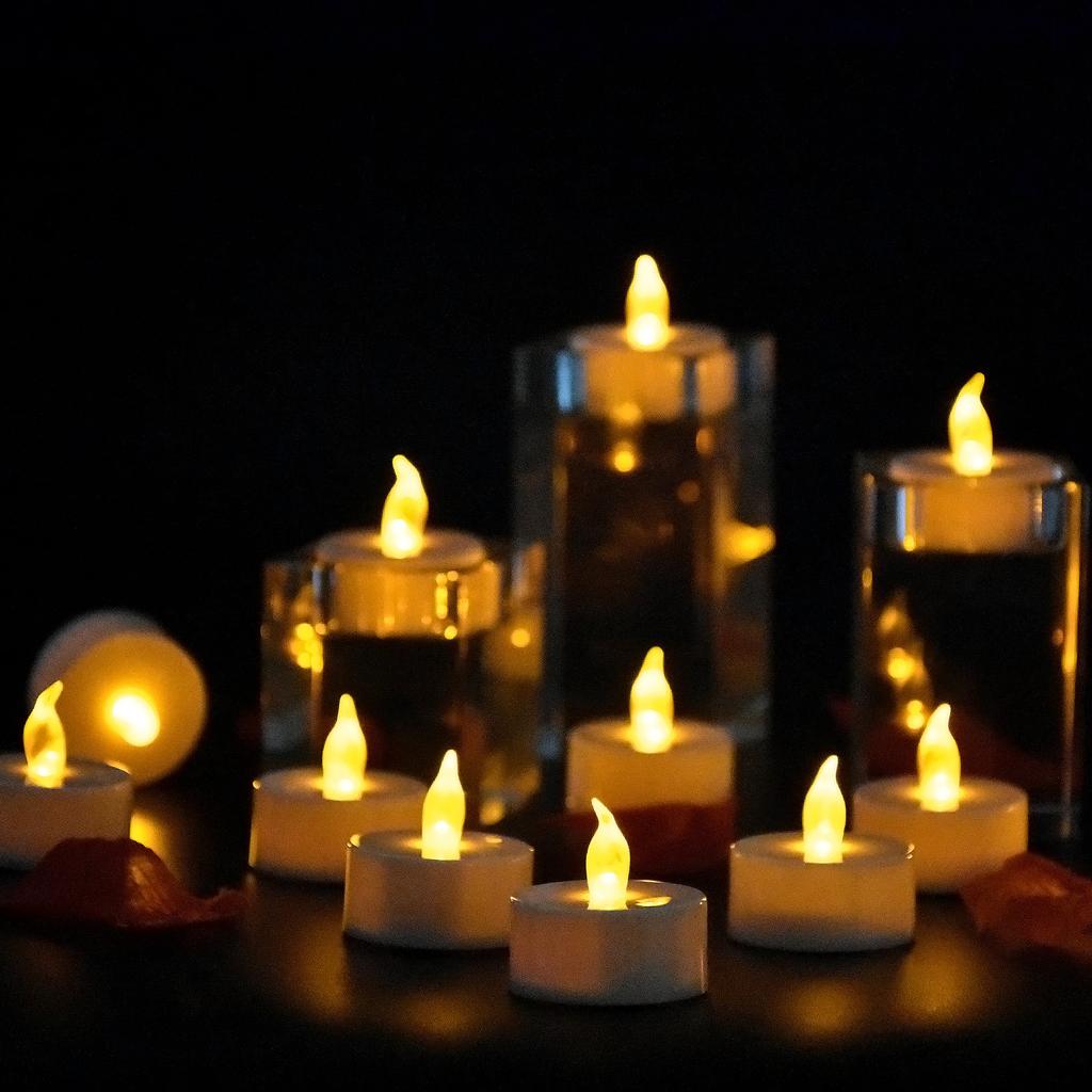 Candlium 24Pack Warm Yellow Flameless LED Tea Light Candles Battery Operated 200+ Hours For Votive Aniversary Wedding Decoration