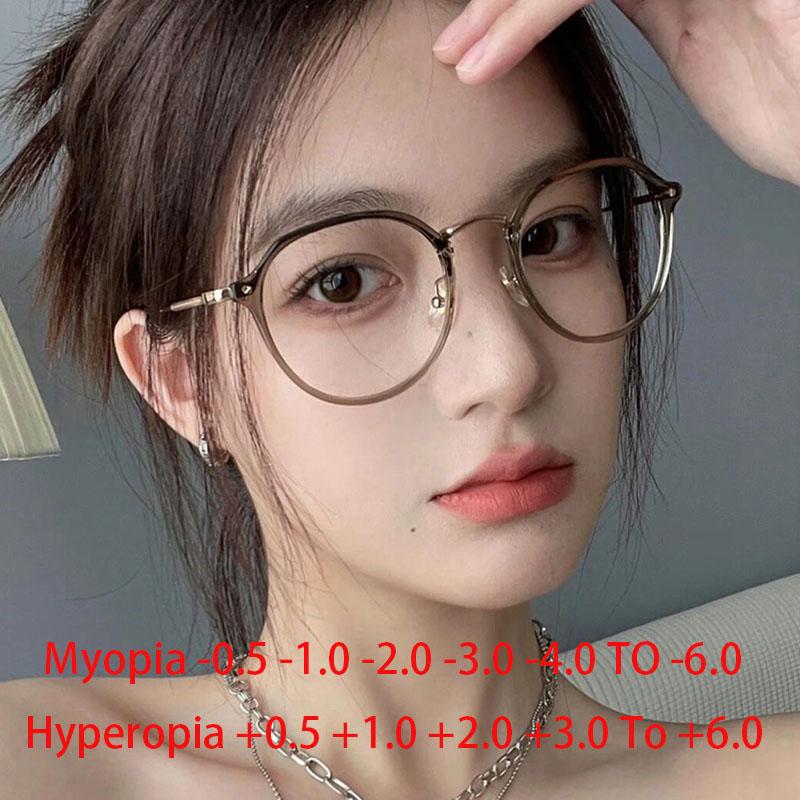 TR90 Frame Clear Lens Glasses Myopia Nerd Spectacles Degree -0.5 to -6.0 Round Hyperopia +0.5 to +6.0 Rivets
