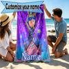 Custom Name Personalized Coraline Print Beach Towel, for Trip Camping Beach Party Home Decor, Birthday Gift for Family & Friends