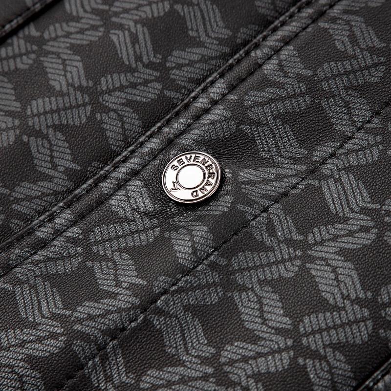 Qipai Men's Sheepskin Business Casual Leather Jacket