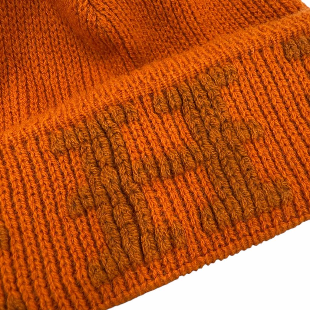 Excellent HERMES Knit Cap Orange Cashmere Women Used