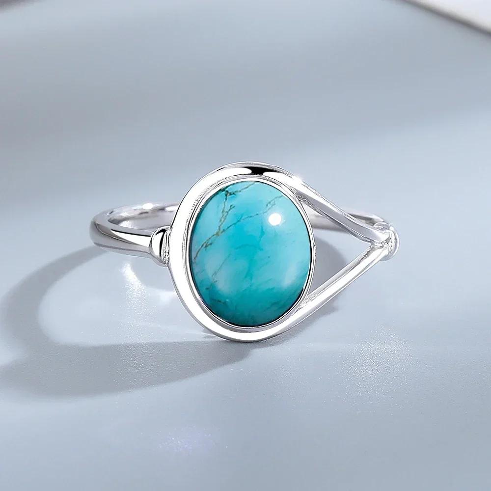 925 Silve Ring with Natural Moonstone Oval 8*10MM Simple Minimalist Twist Ring Party Gifts Fine Jewelry for Women