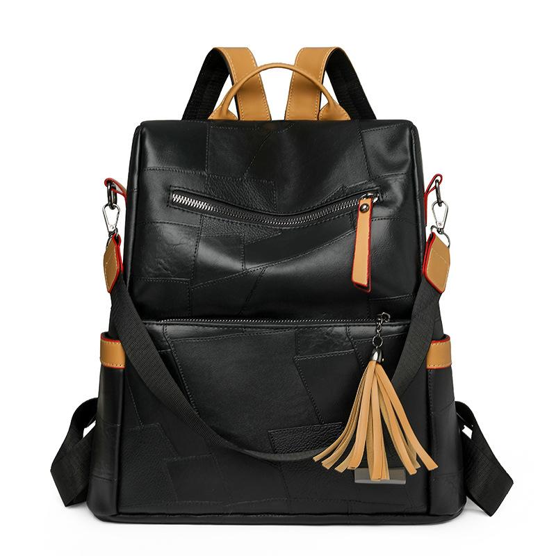 2025 new retro large capacity high texture fashion simple versatile women's backpack light leisure travel