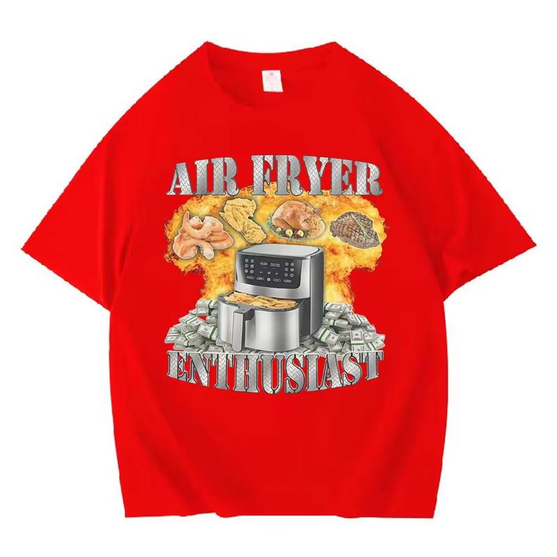 Air Fryer Enthusiast Funny Cooking Meme Harajuku Print TShirt Unisex Women Vintage Short Sleeve Tshirts Cotton Casual Y2K T Shirt