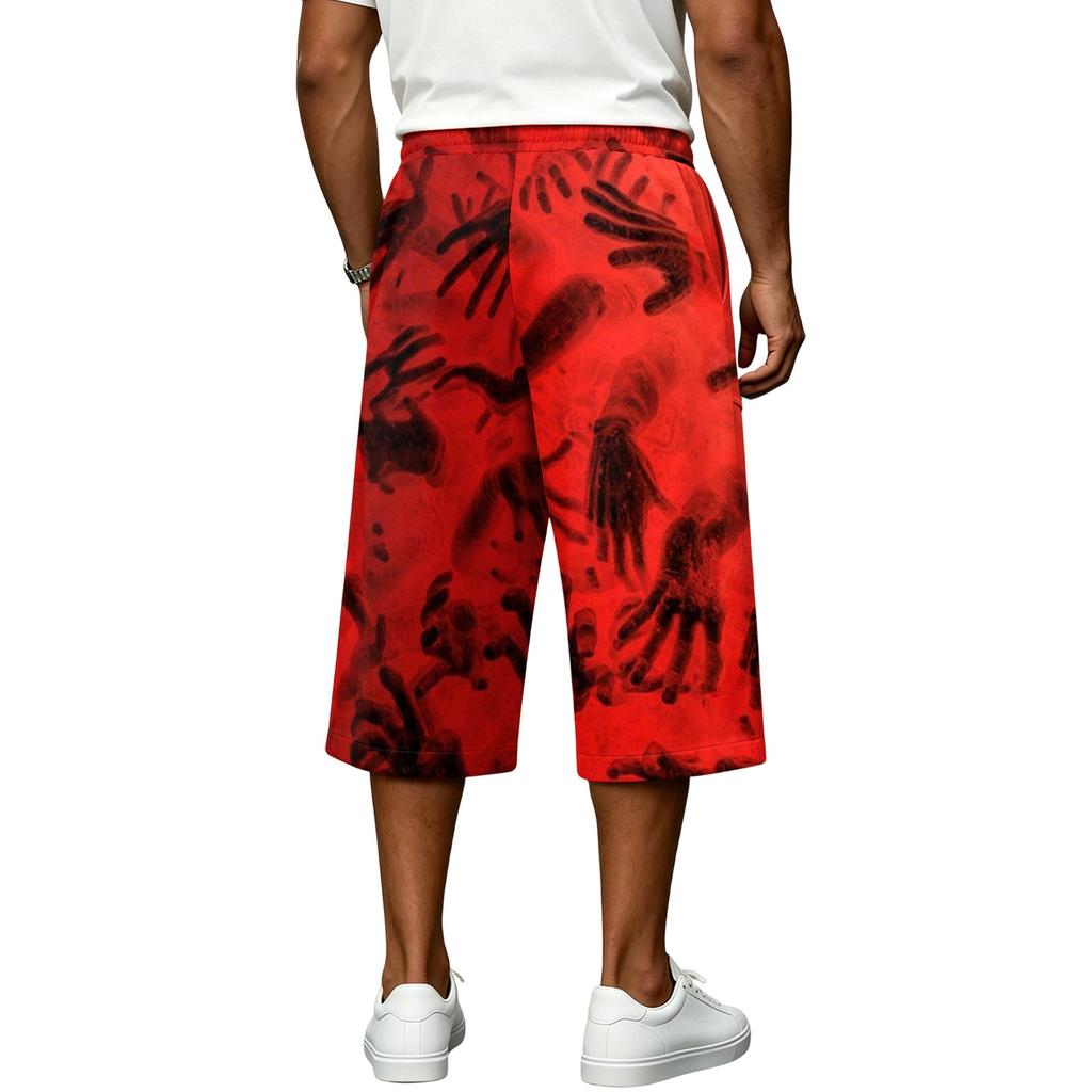 Men's Loose Fit Casual Shorts with Large Pockets Halloween Print