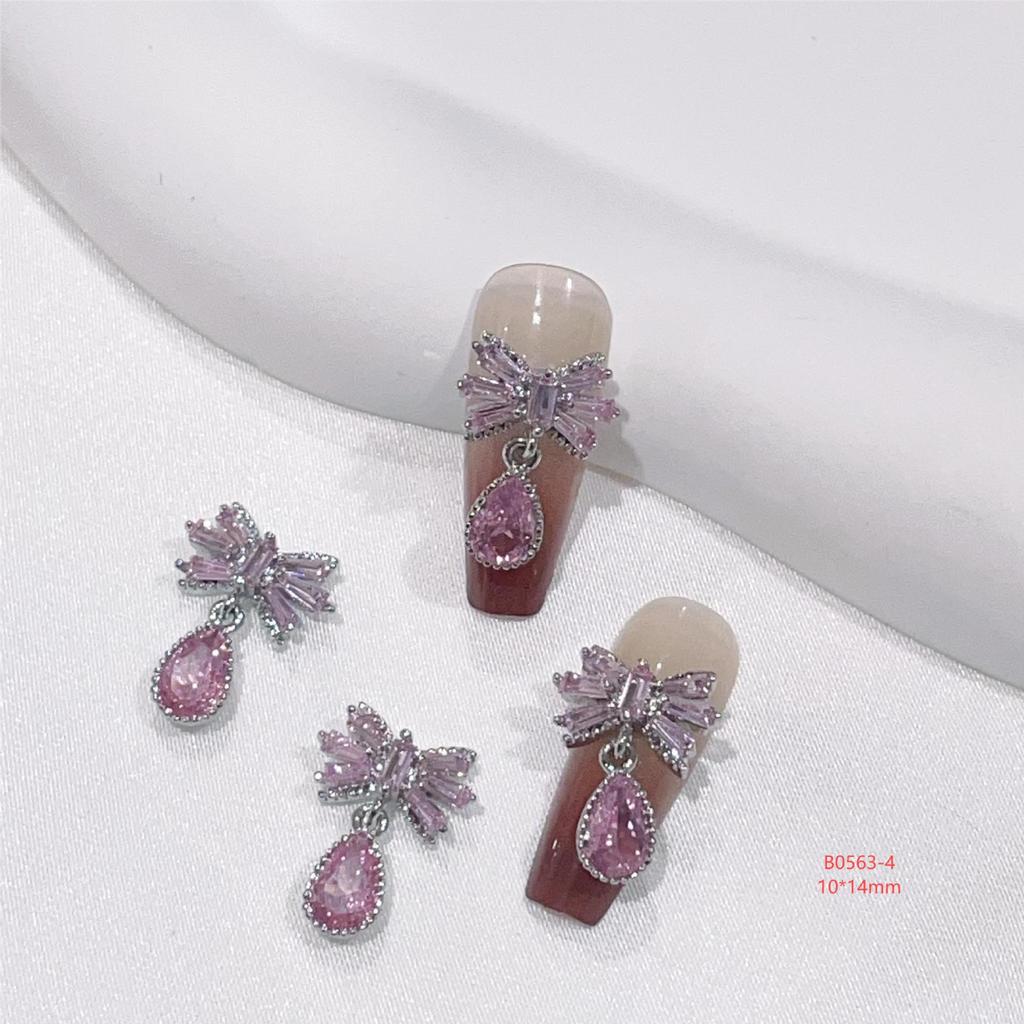 Princess Rhinestone Bow Nail Art Stickers - Colorful Crystal Pendant Accessories