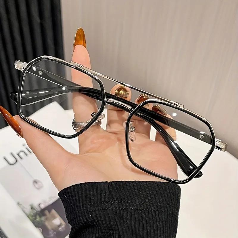 1 Pair Retro Geometric Full-Rim Glasses Unisex Fashion Eyewear for Casual & Formal Wear Ideal Gift Vintage Style Glasses