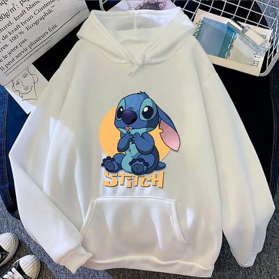 Jungen Mädchen Disney Stitch Engel Cartoon Lustiger Aufdruck Herbst und Winter Langarm Oberteil Kinder Freizeit Bequem Weich Kapuzenpullover