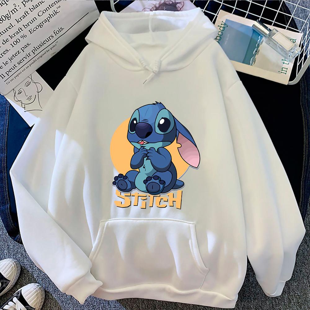 Kluci Holky Disney Stitch Angel Kreslený Zábavný Potisk Podzim a Zima Top s Dlouhým Rukávem Dětská Ležérní Pohodlná Měkká Mikina s Kapucí