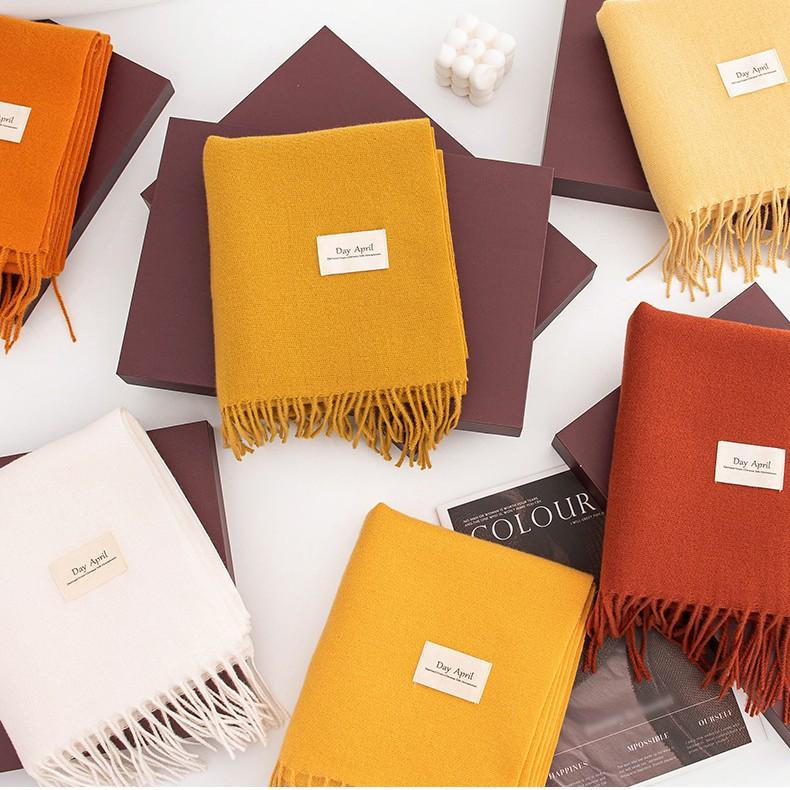 New Solid Color Maillard Imitation Cashmere Scarf for Women in High End Versatile Simple and Warm Scarf