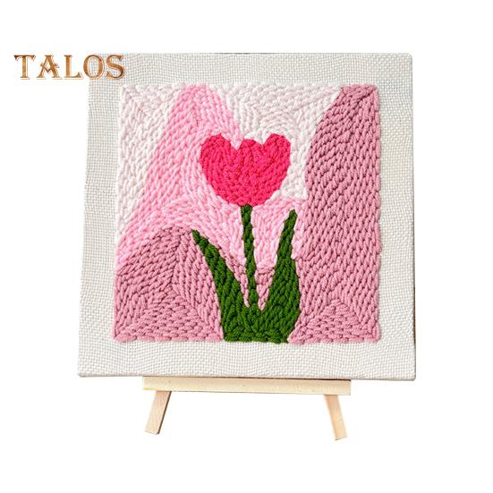 

Пакет для вышивки штампом, набор для самостоятельной вышивки, набор для дырокола с цветочными узорами, пряжа, инструкция, набор игл для дырокола для начинающих A