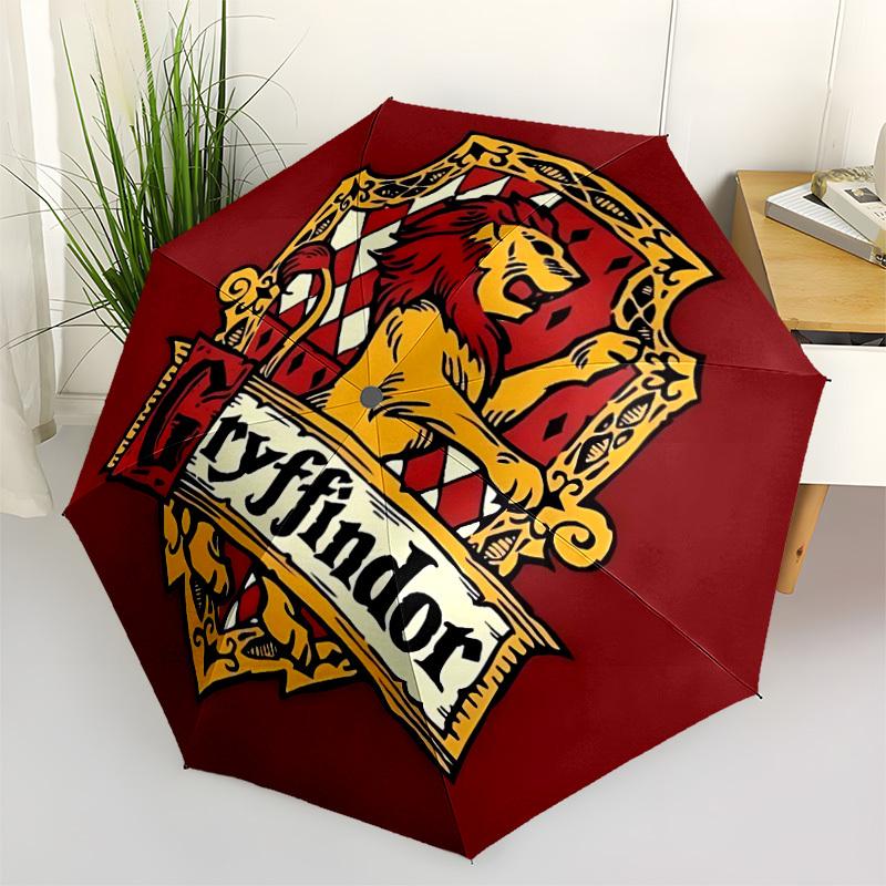 1pc Gryffindor Crest Automatic Folding Umbrella - Sturdy 8-Rib Polyester Canopy,Sun-Defying Travel Companion yy251023157