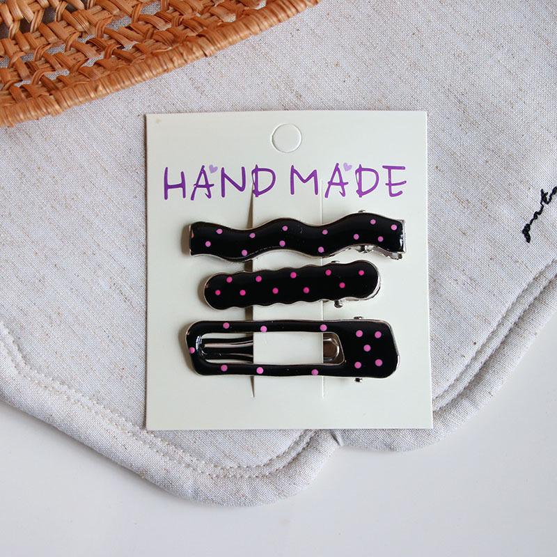 Multi-Color Polka Dot Geometric Metal Drip Glaze Hair Clip Set
